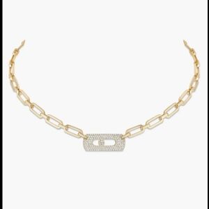 SALE❣️GORGEOUS Gold Link Chain Necklace with Pave Rectangle BAR Pendant